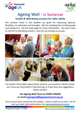Ageing Well - in Somerset Health & Well-Being Sessions for Older Adults