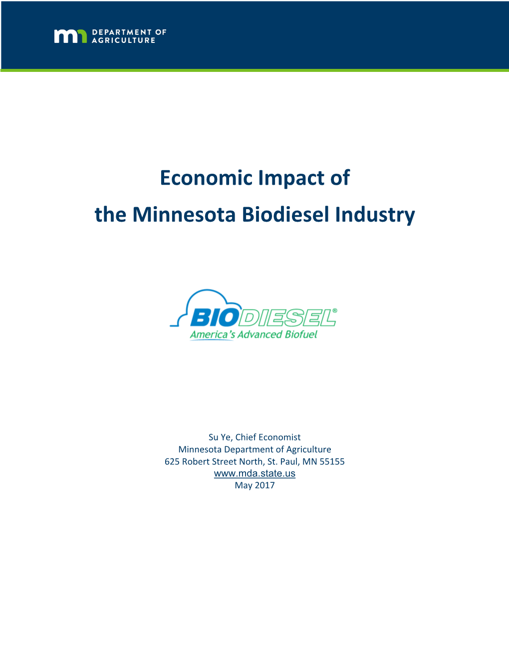 Economic Impact of Biodiesel in Minnesota, Full Report (PDF)