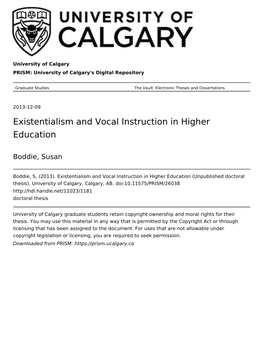 Existentialism and Vocal Instruction in Higher Education