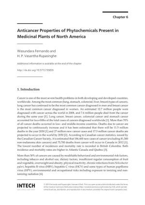 Anticancer Properties of Phytochemicals Present in Medicinal Plants of North America