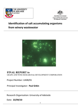 Identification of Salt Accumulating Organisms from Winery Wastewater