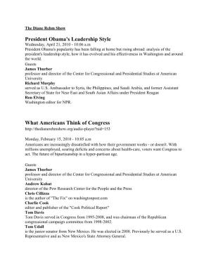 President Obama's Leadership Style What Americans Think of Congress