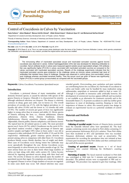 Control of Coccidiosis in Calves by Vaccination