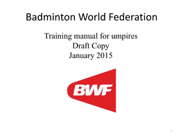 Training Manual for Umpires Draft Copy January 2015