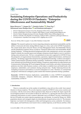 Sustaining Enterprise Operations and Productivity During the COVID-19 Pandemic: “Enterprise Eﬀectiveness and Sustainability Model”