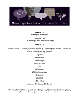 PROGRAM Washington Musica Viva October 5, 6