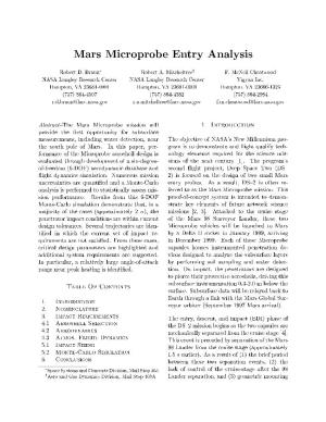 Mars Microprobe Entry Analysis