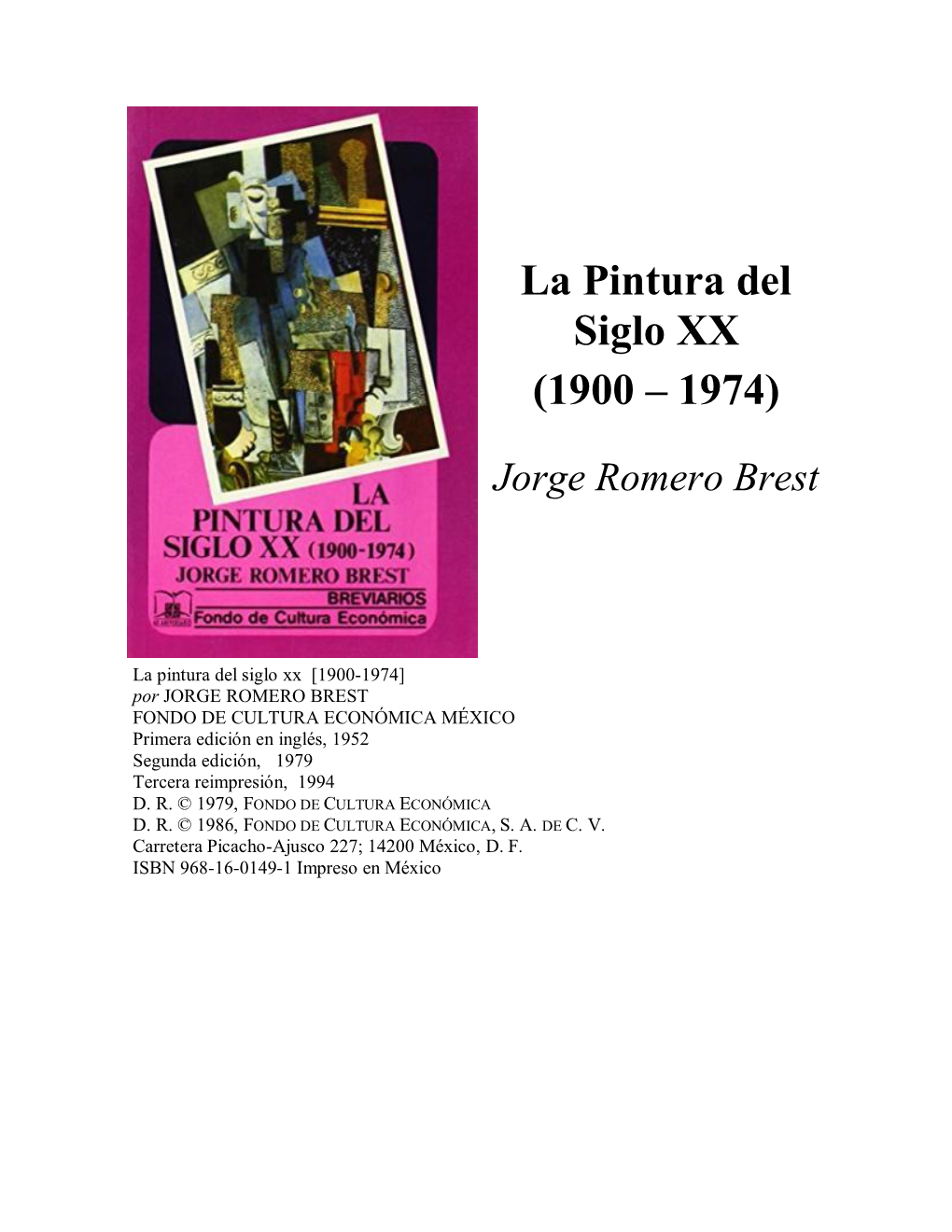 La Pintura Del Siglo XX (1900 – 1974)