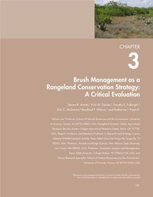Chapter 3. Brush Management As a Rangeland Conservation Strategy