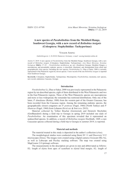 A New Species of Parabolitobius from the Meskheti Range, Southwest Georgia, with a New Record of Bolitobius Insignis (Coleoptera: Staphylinidae: Tachyporinae)