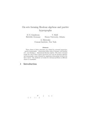 On Sets Forming Boolean Algebras and Partite Hypergraphs