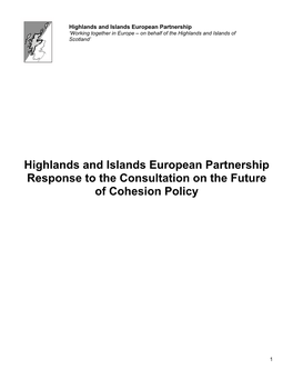 Highlands and Islands European Partnership Response to the EU