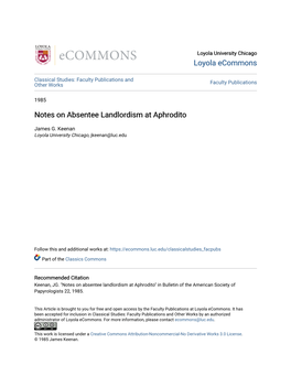 Notes on Absentee Landlordism at Aphrodito