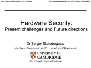 Hardware Security: Present Challenges and Future Directions
