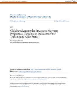 Childhood Among the Etruscans: Mortuary Programs at Tarquinia As