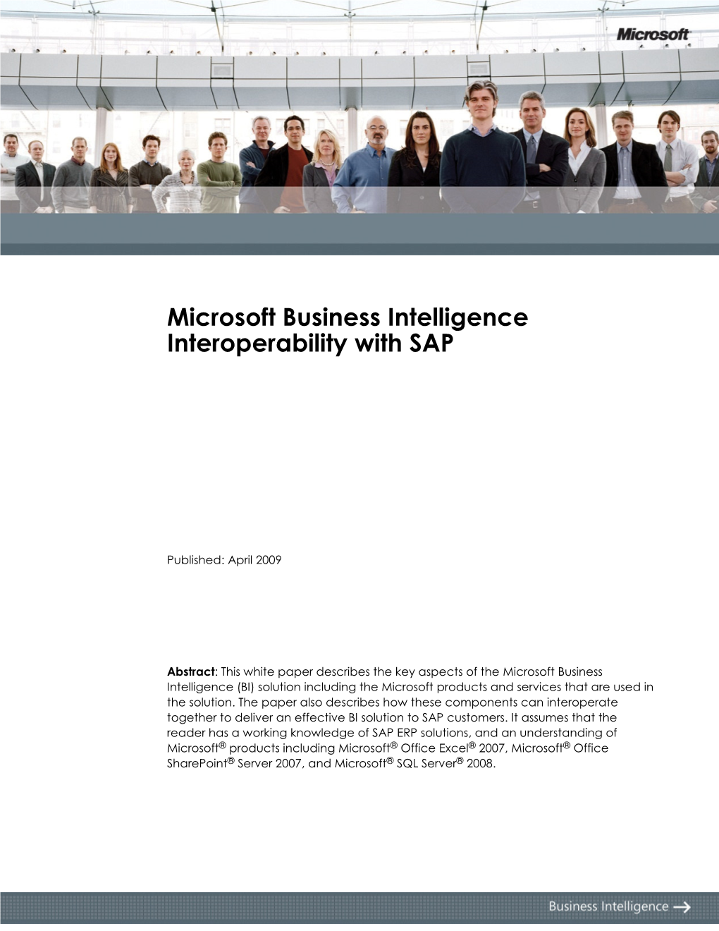 Microsoft Business Intelligence Interoperability with SAP
