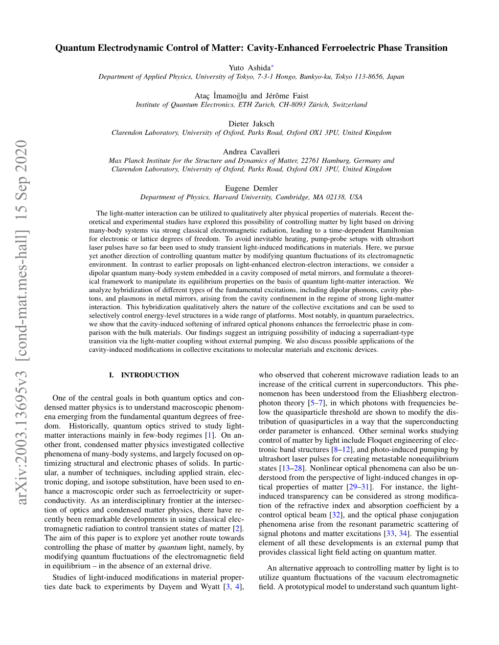 Arxiv:2003.13695V3 [Cond-Mat.Mes-Hall] 15 Sep 2020