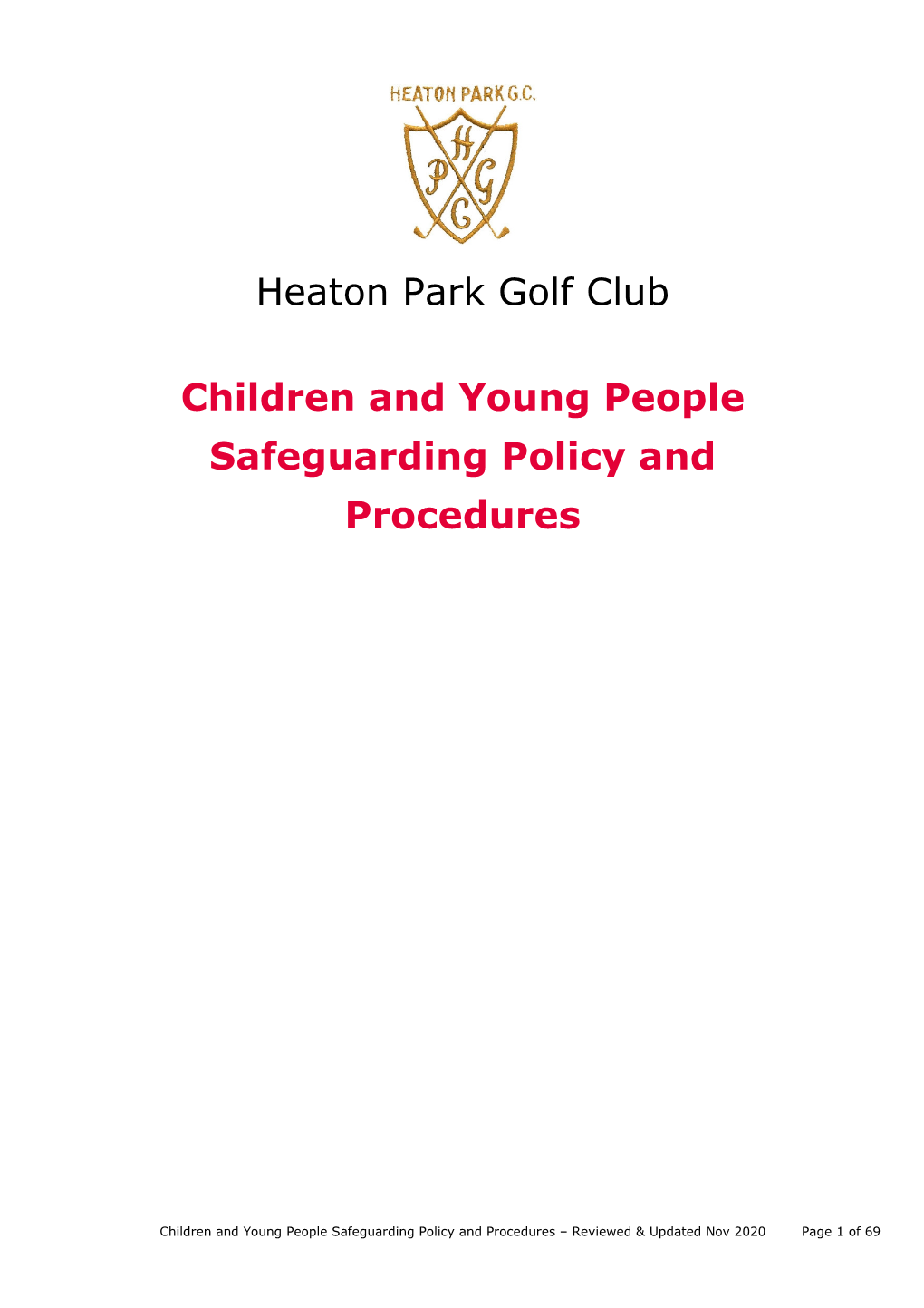 Heaton Park Golf Club Children and Young People Safeguarding