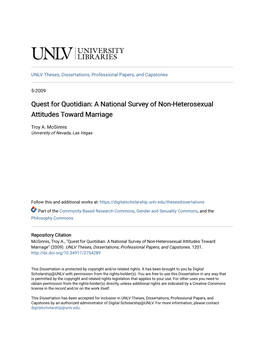 Quest for Quotidian: a National Survey of Non-Heterosexual Attitudes Toward Marriage