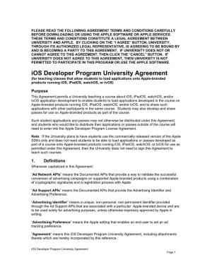 Ios Developer Program University Agreement