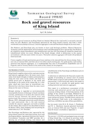 Rock and Gravel Resources of King Island