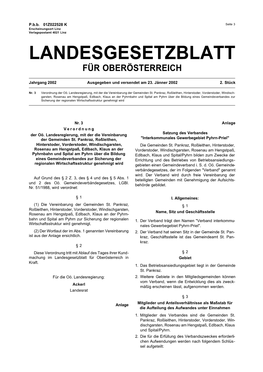 Landesgesetzblatt Für Oberösterreich