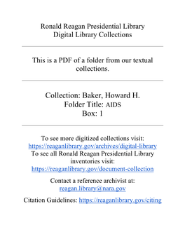 Collection: Baker, Howard H. Folder Title: AIDS Box: 1