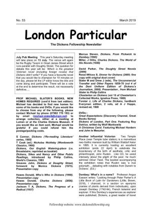 March 2019 ------London Particular the Dickens Fellowship Newsletter ______