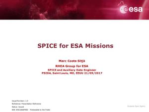 SPICE for ESA Missions