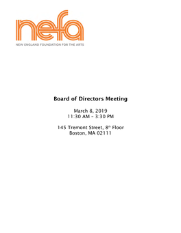 Board of Directors Meeting