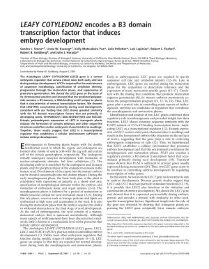 LEAFY COTYLEDON2 Encodes a B3 Domain Transcription Factor That Induces Embryo Development