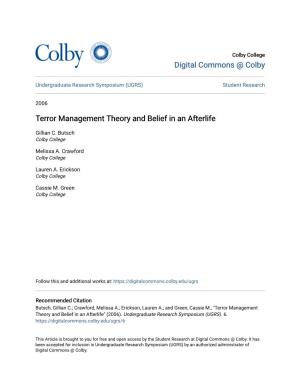 Terror Management Theory and Belief in an Afterlife