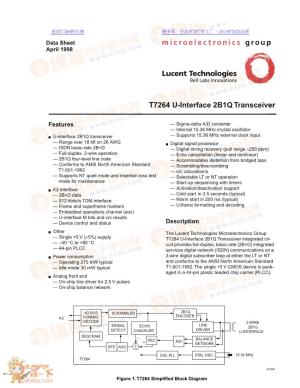 T7264 U-Interface 2B1Q Transceiver