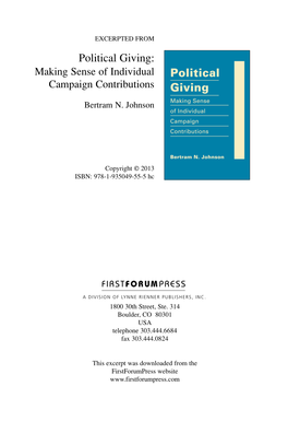 Political Giving: Making Sense of Individual Campaign Contributions