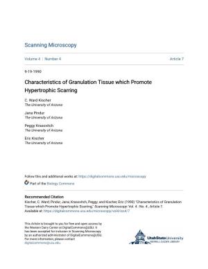 Characteristics of Granulation Tissue Which Promote Hypertrophic Scarring