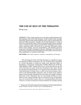 The Use of Self of the Therapist