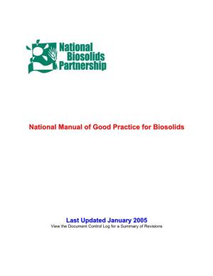 National Manual of Good Practice for Biosolids