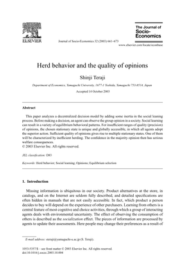 Herd Behavior and the Quality of Opinions