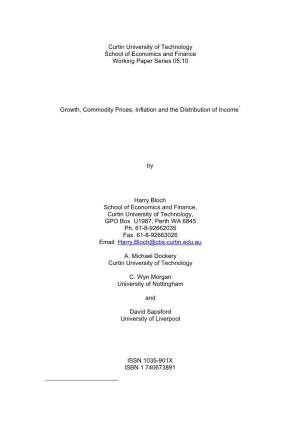 Curtin University of Technology School of Economics and Finance Working Paper Series 05:10