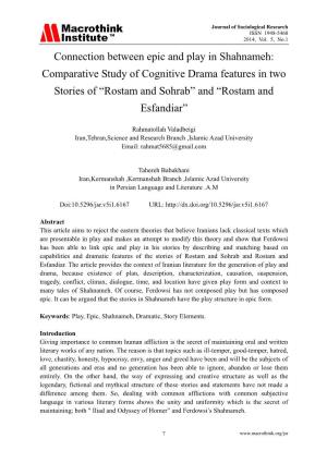 Connection Between Epic and Play in Shahnameh: Comparative Study of Cognitive Drama Features in Two Stories of “Rostam and Sohrab” and “Rostam and Esfandiar”