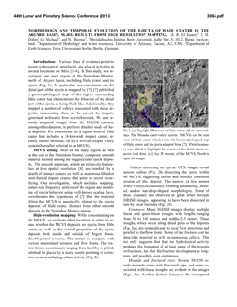 Morphology and Temporal Evolution of the Ejecta of Hale Crater in the Argyre Basin, Mars: Results from High Resolution Mapping