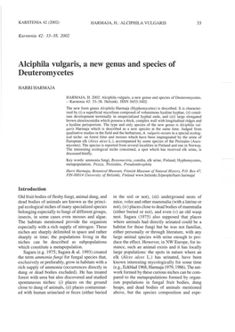 Alciphila Vulgaris, a New Genus and Species of Deuteromycetes