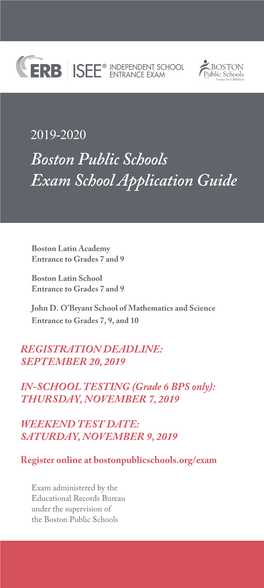 2019-2020 Boston Public Schools Exam School Application Guide