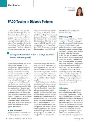 PAOD Testing in Diabetic Patients