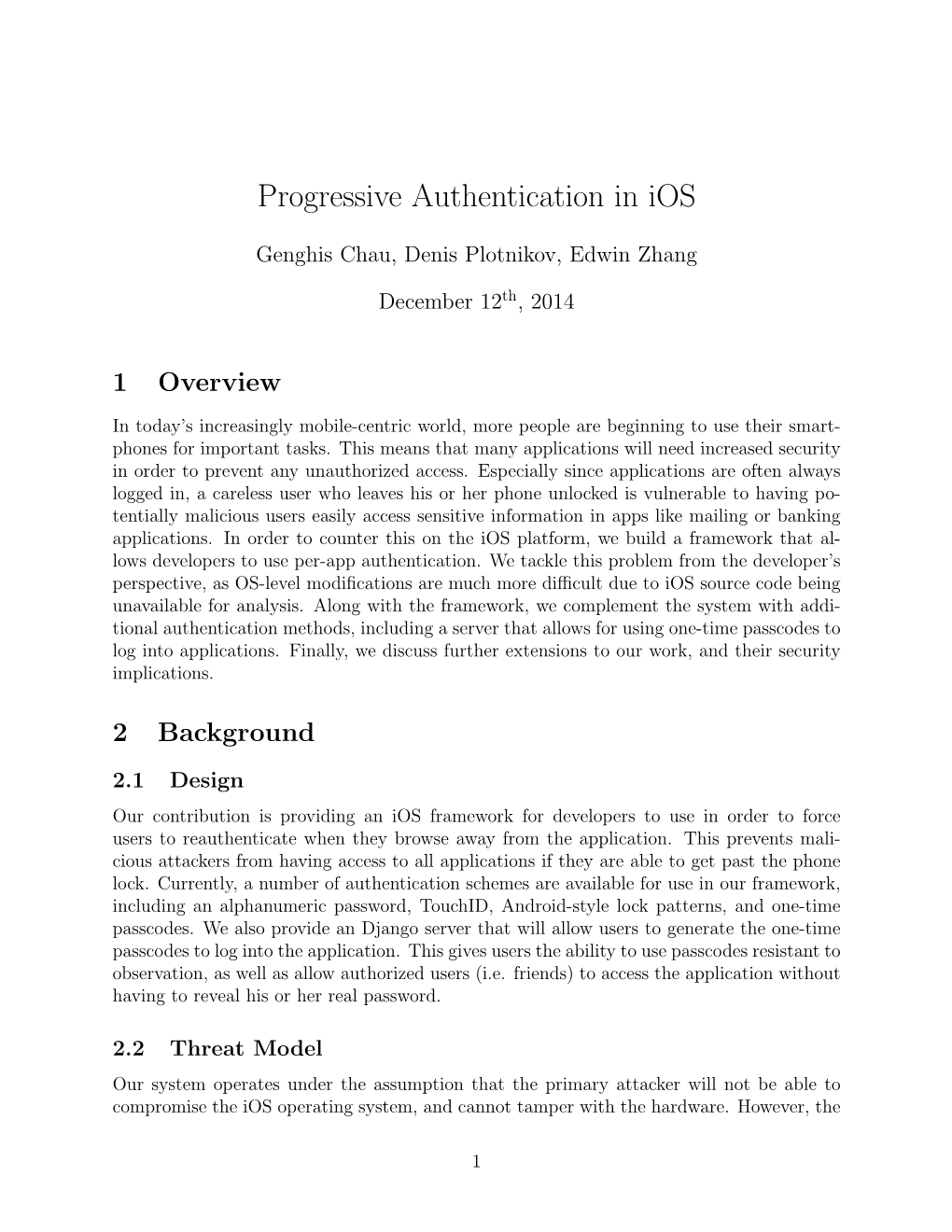 Progressive Authentication in Ios