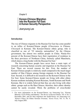 Korean-Chinese Migration Into the Russian Far East: a Human Security Perspective