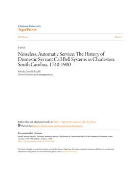 Noiseless, Automatic Service: the History of Domestic Servant Call Bell Systems in Charleston, South Carolina, 1740-1900