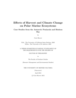 Effects of Harvest and Climate Change on Polar Marine Ecosystems