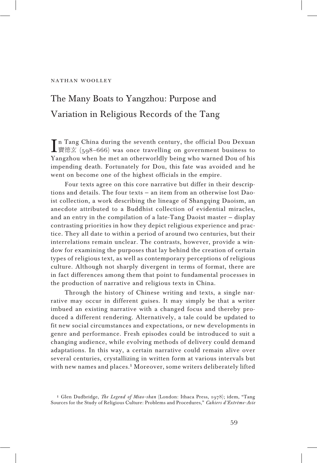 Purpose and Variation in Religious Records of the Tang