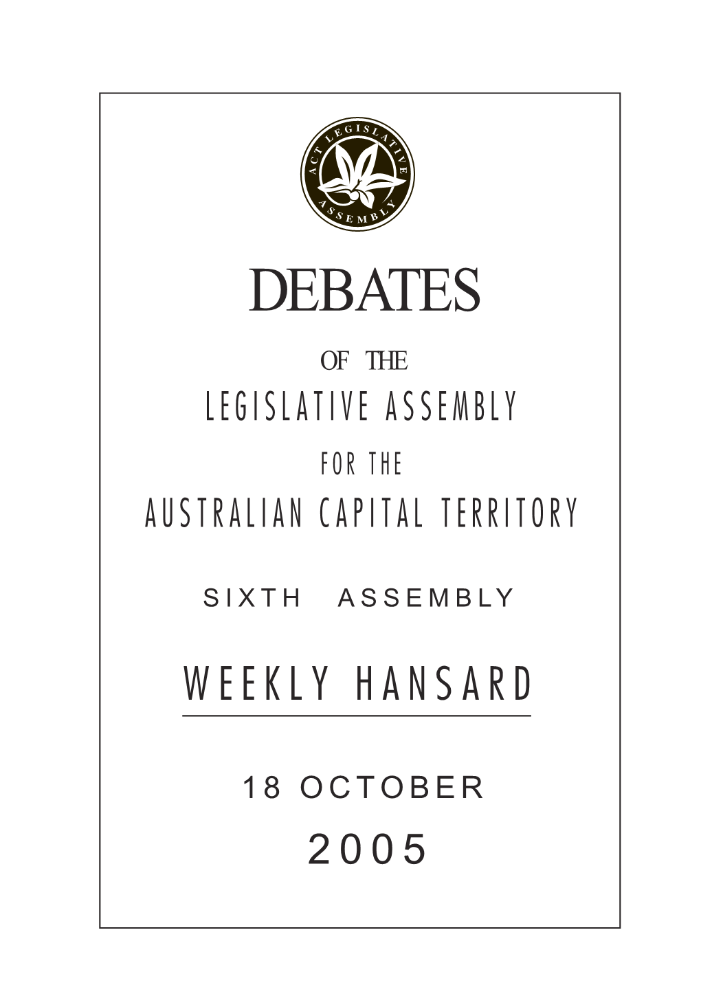 Debates of the Legislative Assembly for the Australian Capital Territory